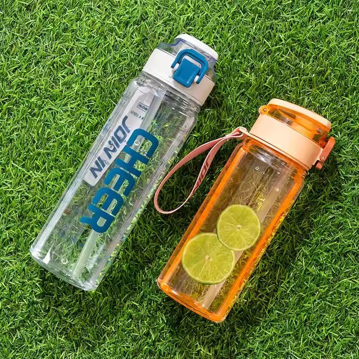 Unisex Portable 750/900ml Sports Water Bottle New Sports Plastic Cups Students Children Straight Drink Cup Gym Directly