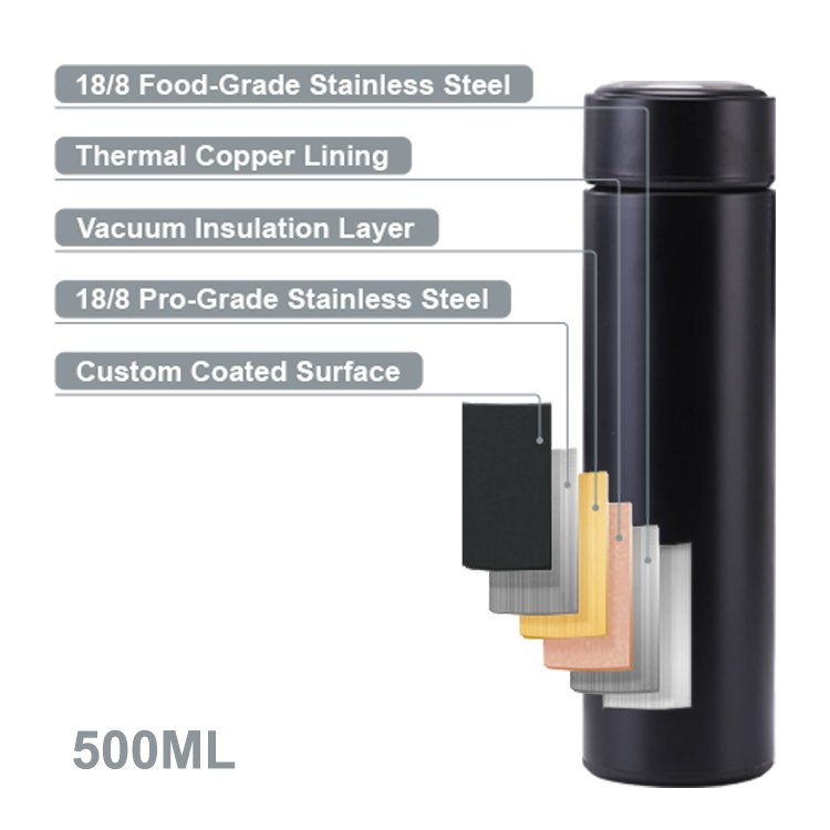 500ml Thermo Bottle Thermal Cup Vacuum Flasks Stainless Steel Thermo Led Temperature Smart Water Bottle