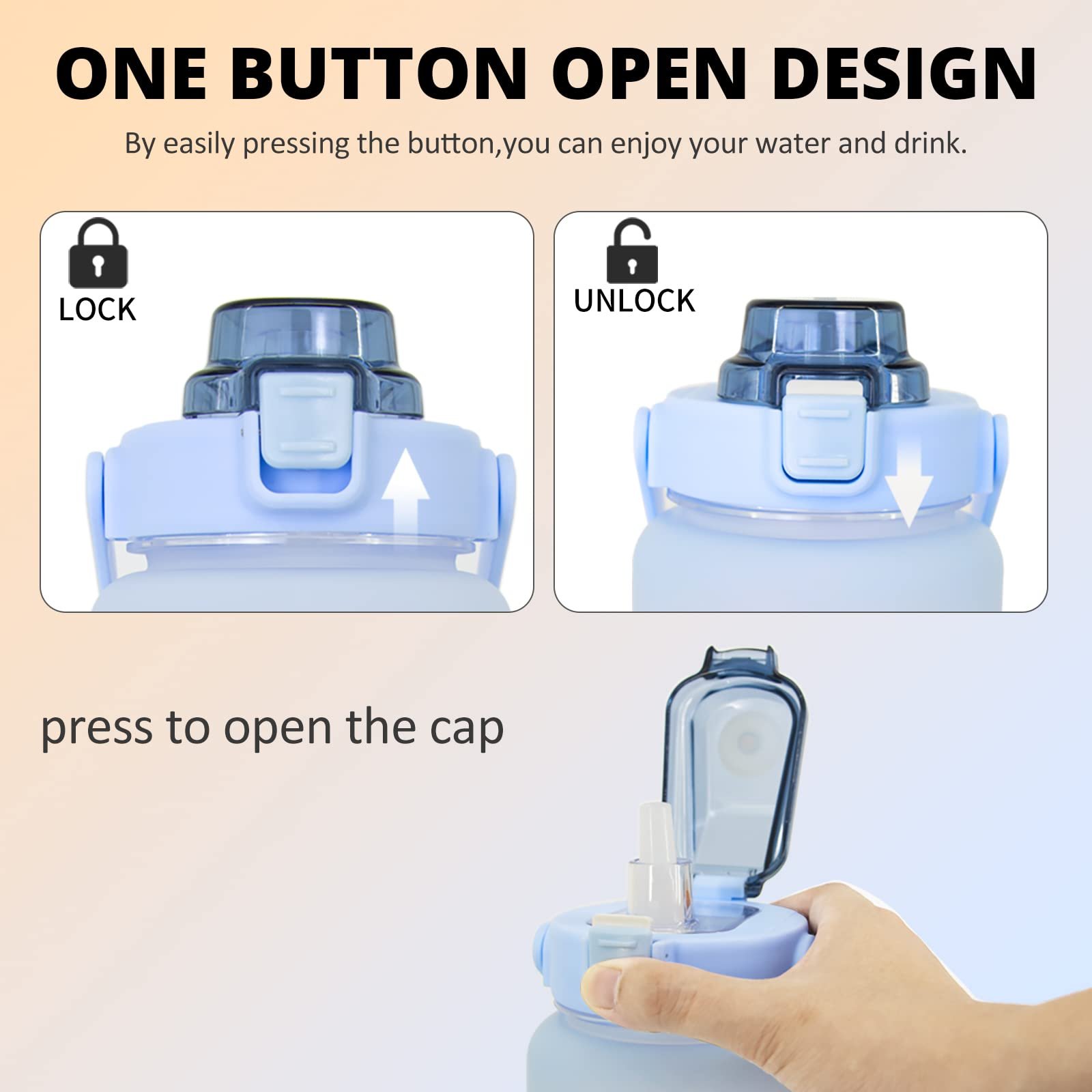 Direct Drinking Half Gallon Motivational Gradient Time Encouraging Marker Water Bottle With Straw And Handle
