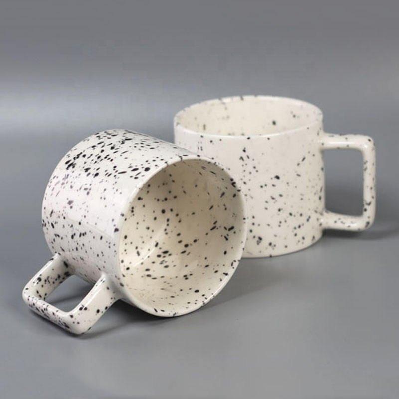 Tivray Ins Style Splatter Paint Ceramic Porcelain Mug Porcelain Retro Splash Ink Coffee Cup Speckled Mug