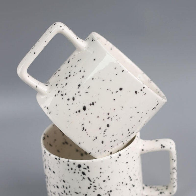 Tivray Ins Style Splatter Paint Ceramic Porcelain Mug Porcelain Retro Splash Ink Coffee Cup Speckled Mug