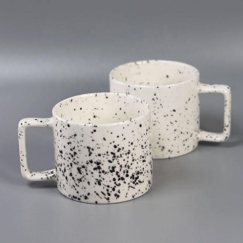 Tivray Ins Style Splatter Paint Ceramic Porcelain Mug Porcelain Retro Splash Ink Coffee Cup Speckled Mug