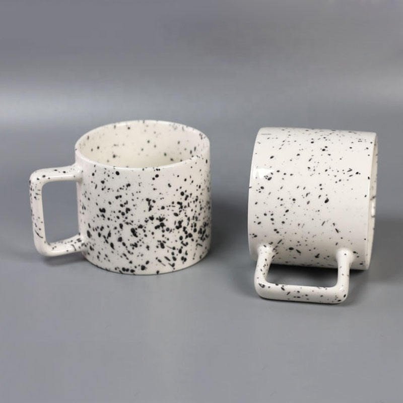Tivray Ins Style Splatter Paint Ceramic Porcelain Mug Porcelain Retro Splash Ink Coffee Cup Speckled Mug