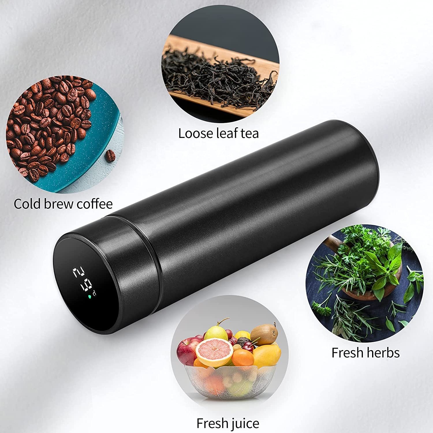 Top Seller Vacuum Insulated Smart Water Cup Thermo Mug Stainless Steel Thermos Bottle with Digital LED Temperature Display