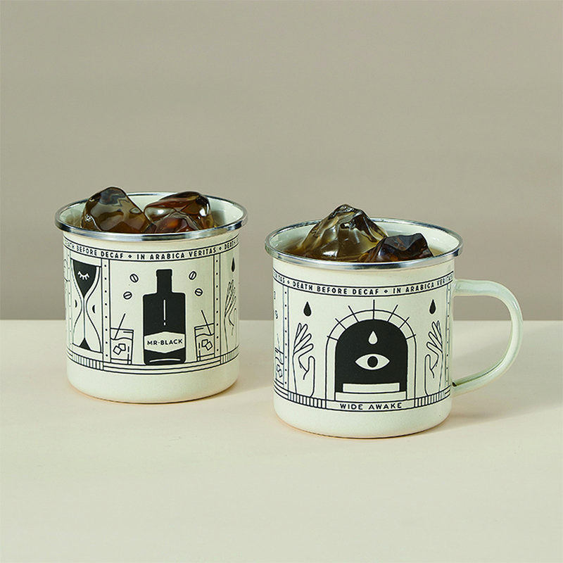 8cm 9cm 10cm square handle customized logo printing pantone color available large enamel tea metal cup
