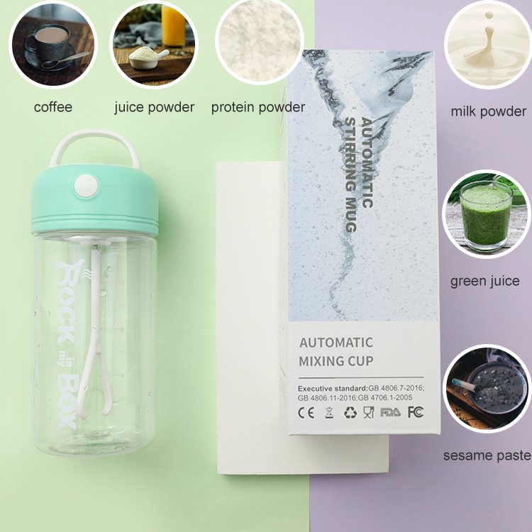 Portable Stirring Mug Reusable Eco friendly Plastic Gym Sport Protein Shaker Water Bottle