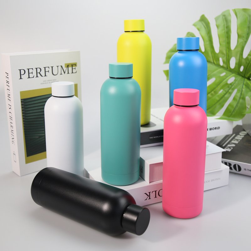 custom aluminium spray logo printing 750ml portable drinking stainless steel hot water bottle water bottles with logo