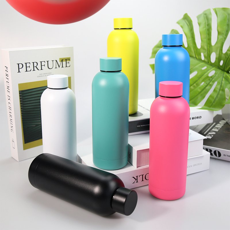 custom aluminium spray logo printing 750ml portable drinking stainless steel hot water bottle water bottles with logo