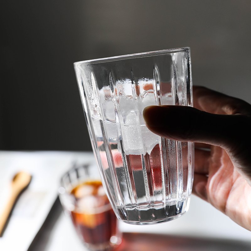 Wholesale Customize Clear Water Glass with Vertical Stripes Daily Use Coffee Mugs whiskey glass For Party highball juice glass