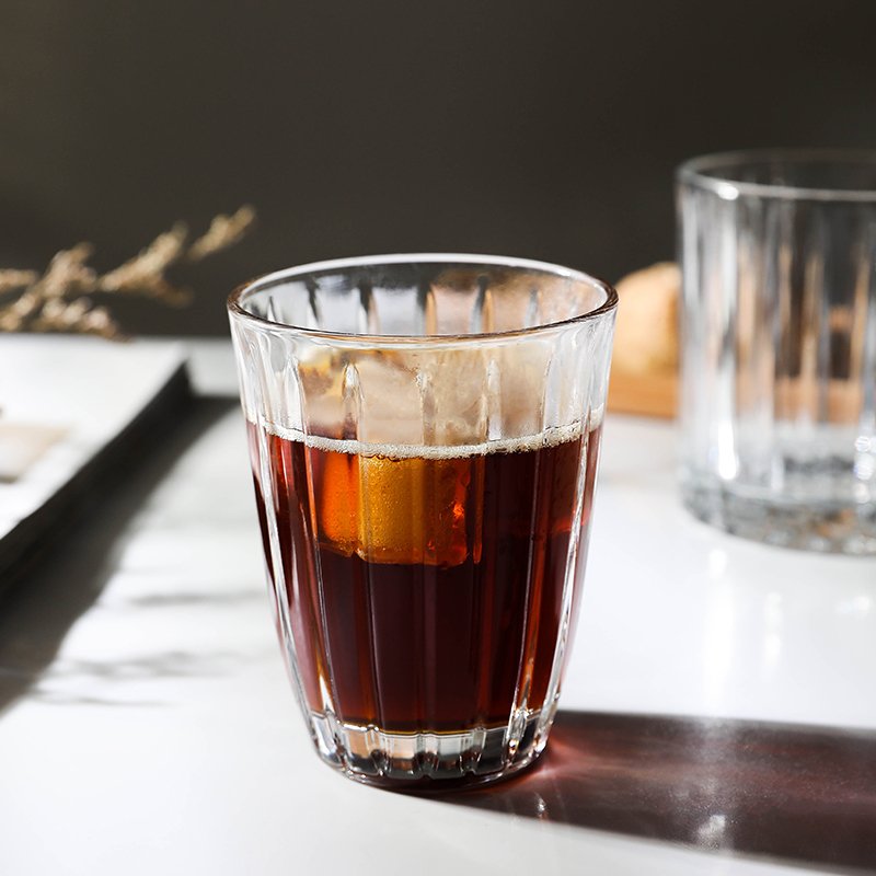Wholesale Customize Clear Water Glass with Vertical Stripes Daily Use Coffee Mugs whiskey glass For Party highball juice glass