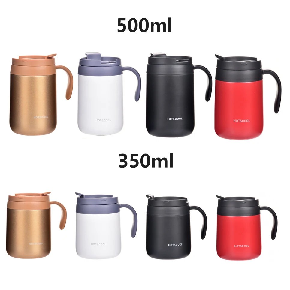 Custom Eco-friendly Reusable Stainless Steel Insulated Double Wall Vacuum Mug Thermal Cup 350ml 500ml Coffee Mug With Handle