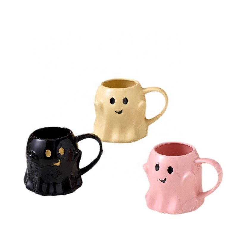 Small Holiday Gifts Cartoon Cute Ghost Mugs 400Ml Ceramic Coffee Mug Halloween Ghost Mug