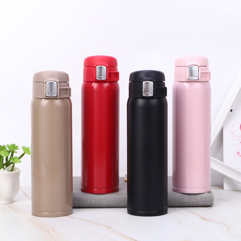 New popular convenient spring cover stainless steel vacuum flasks for adults or kids
