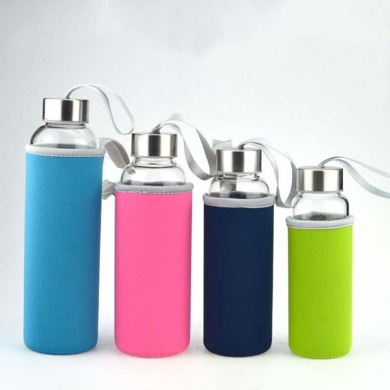 Glass Bottles Eco Friendly Bpa Free Stainless Steel Lid Drinking Bottle 500ml Drinking Custom Glass Water Bottle