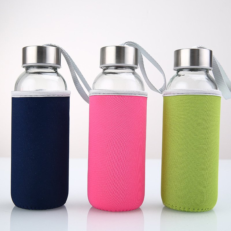 Glass Bottles Eco Friendly Bpa Free Stainless Steel Lid Drinking Bottle 500ml Drinking Custom Glass Water Bottle