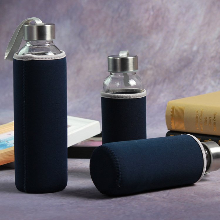Glass Bottles Eco Friendly Bpa Free Stainless Steel Lid Drinking Bottle 500ml Drinking Custom Glass Water Bottle