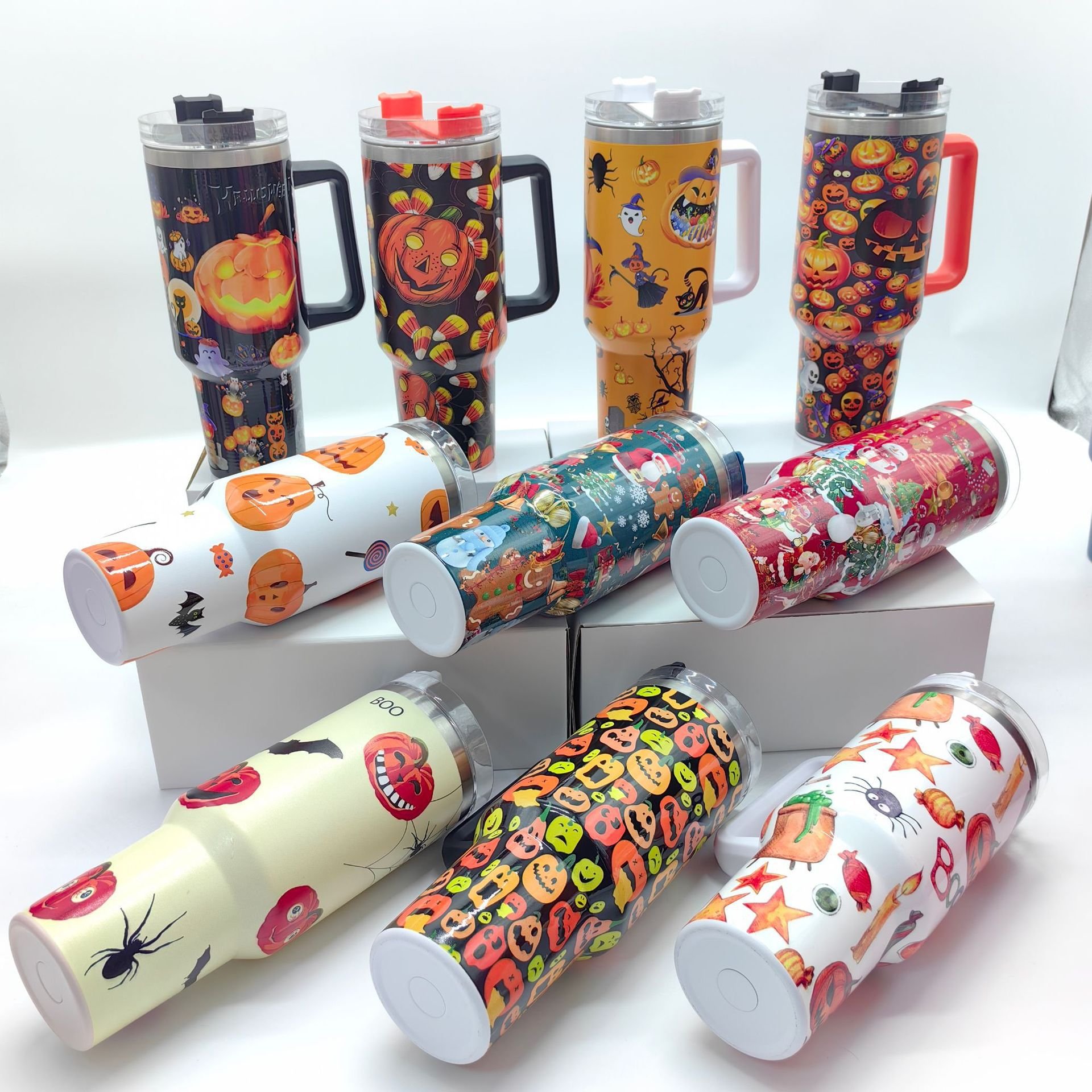 Halloween 3d Leakproof Sublimation Blanks Double Wall Stainless Steel 40oz White Mug Tumbler