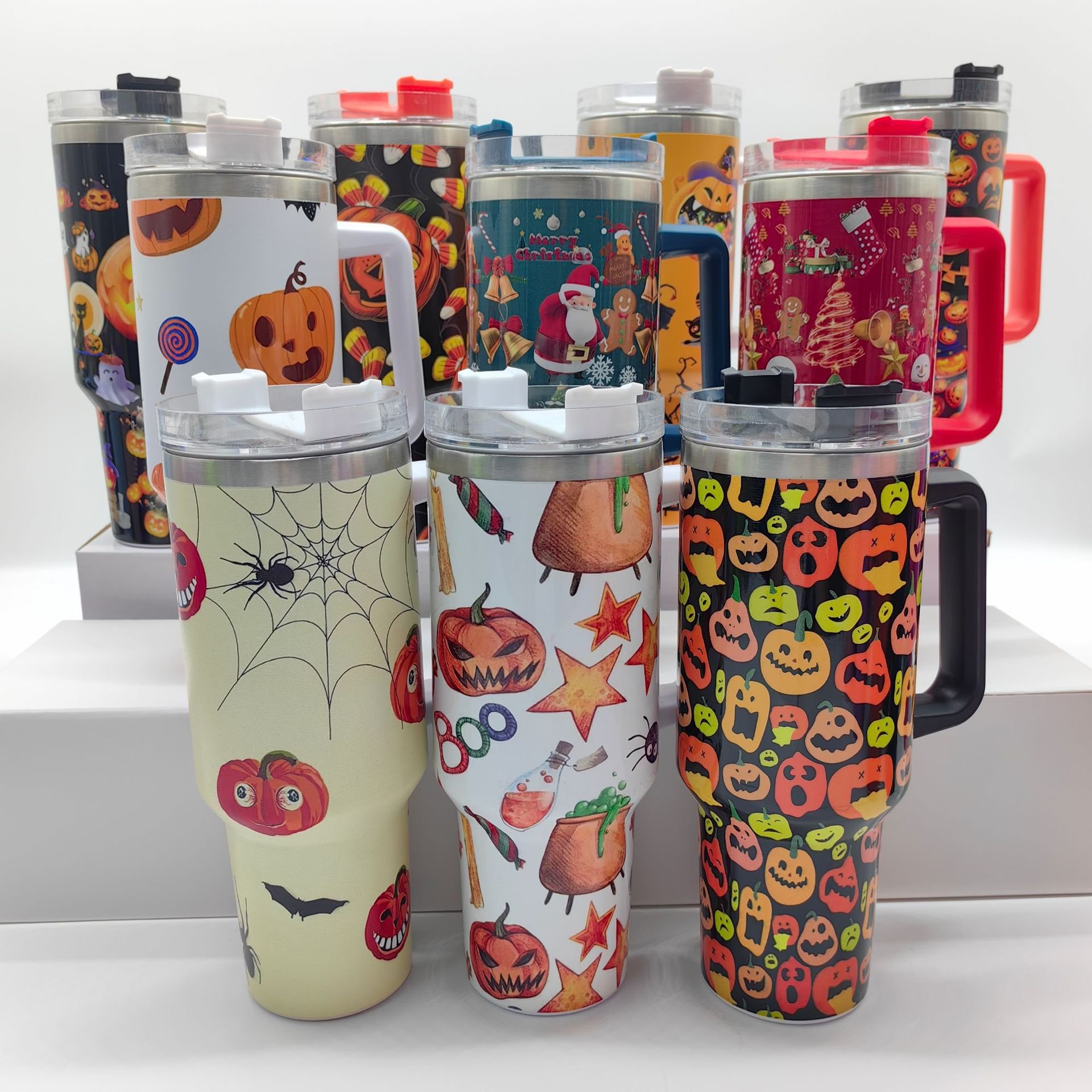 Halloween 3d Leakproof Sublimation Blanks Double Wall Stainless Steel 40oz White Mug Tumbler