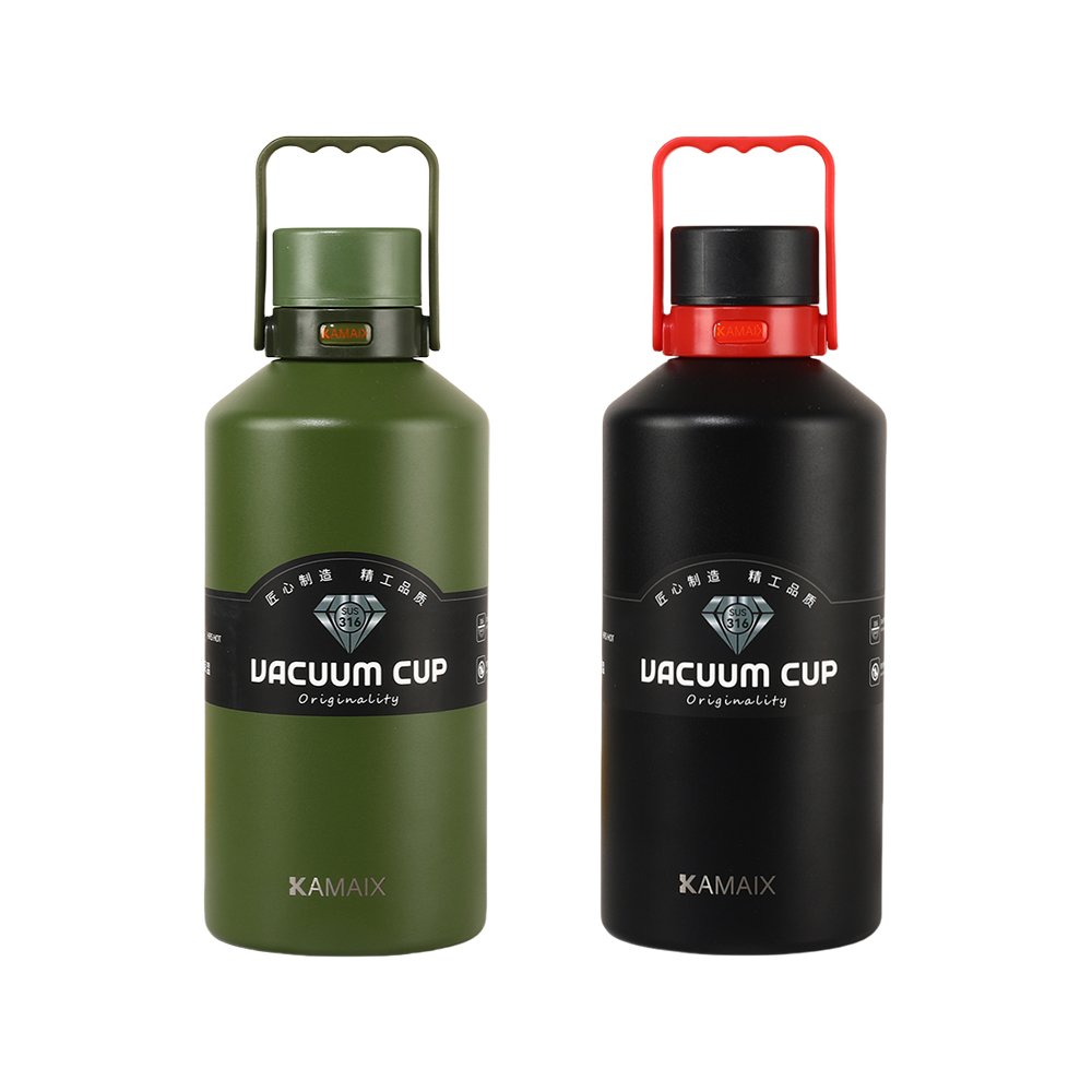 Double Wall Stainless Steel Vacuum Flasks with handle and press button lid for Hiking and Camping