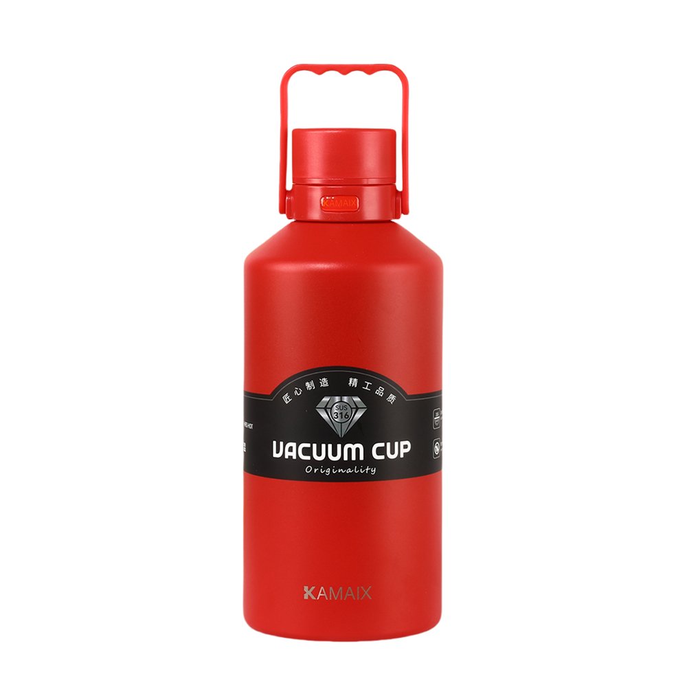 Double Wall Stainless Steel Vacuum Flasks with handle and press button lid for Hiking and Camping