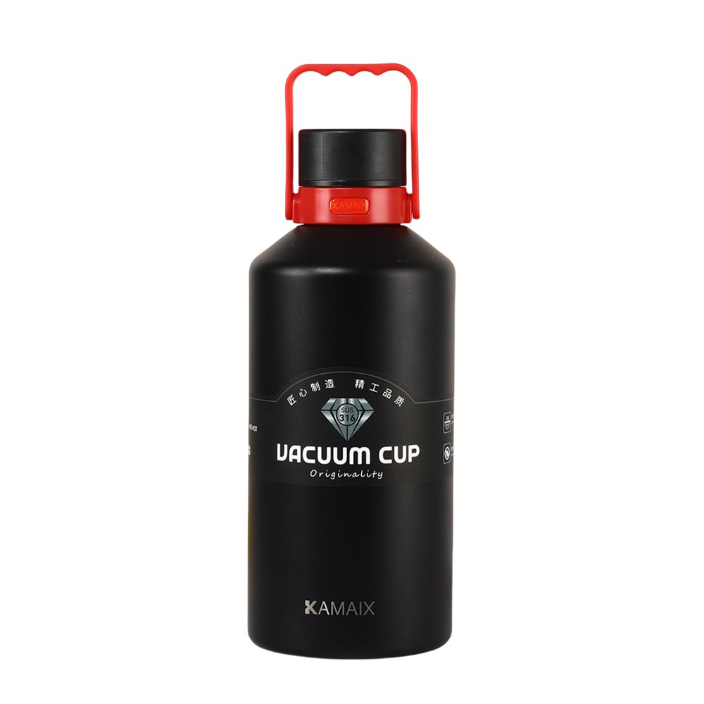 Double Wall Stainless Steel Vacuum Flasks with handle and press button lid for Hiking and Camping