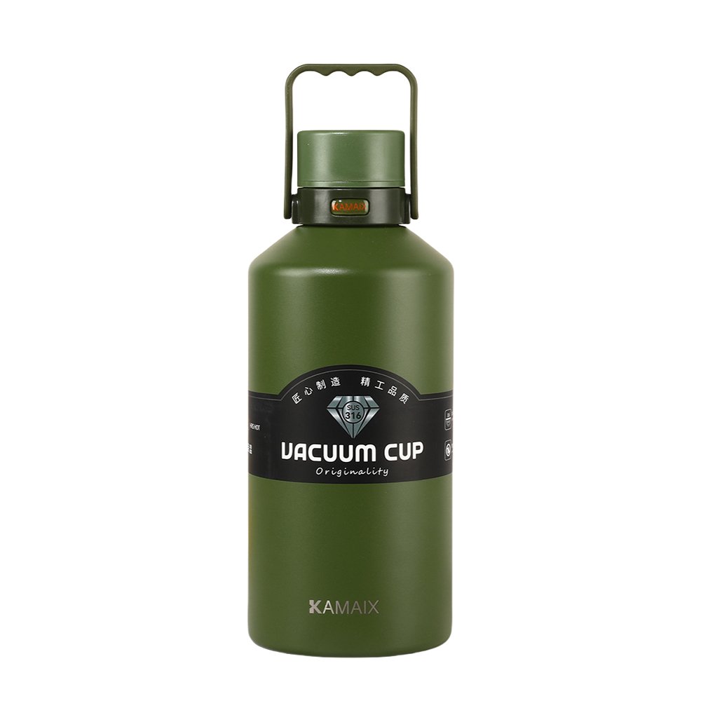 Double Wall Stainless Steel Vacuum Flasks with handle and press button lid for Hiking and Camping