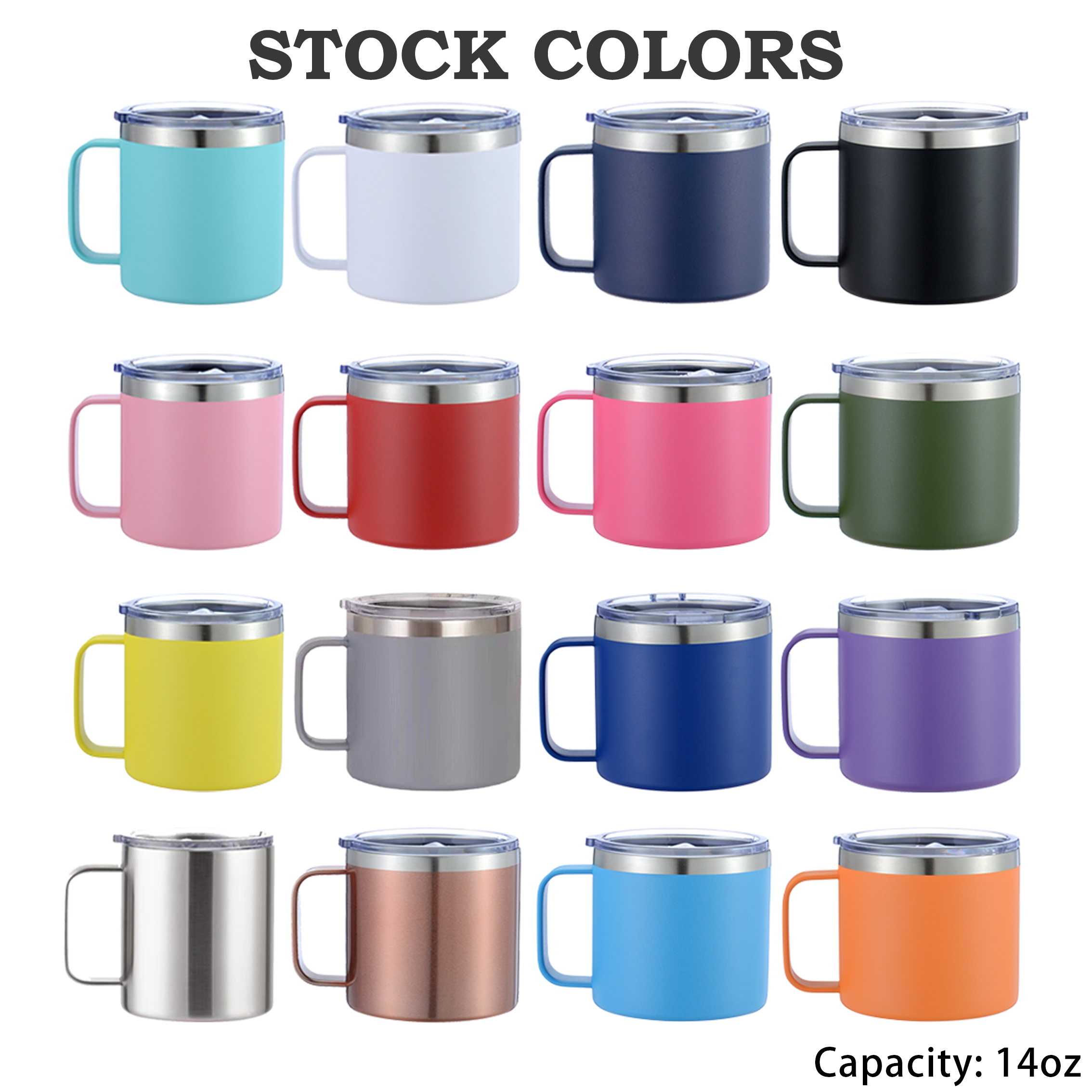 Wholesale 14oz stainless steel travel vacuum insulated coffee cup double walled reusable wine tumbler mug with handle
