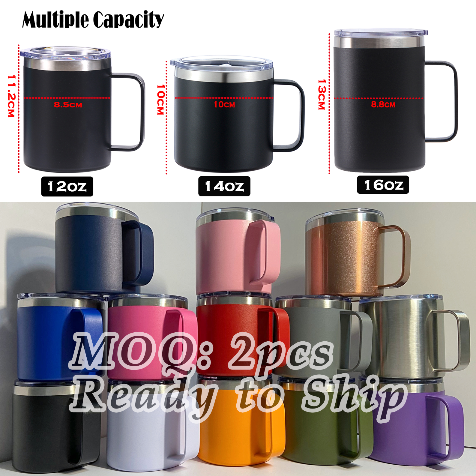 Wholesale 14oz stainless steel travel vacuum insulated coffee cup double walled reusable wine tumbler mug with handle