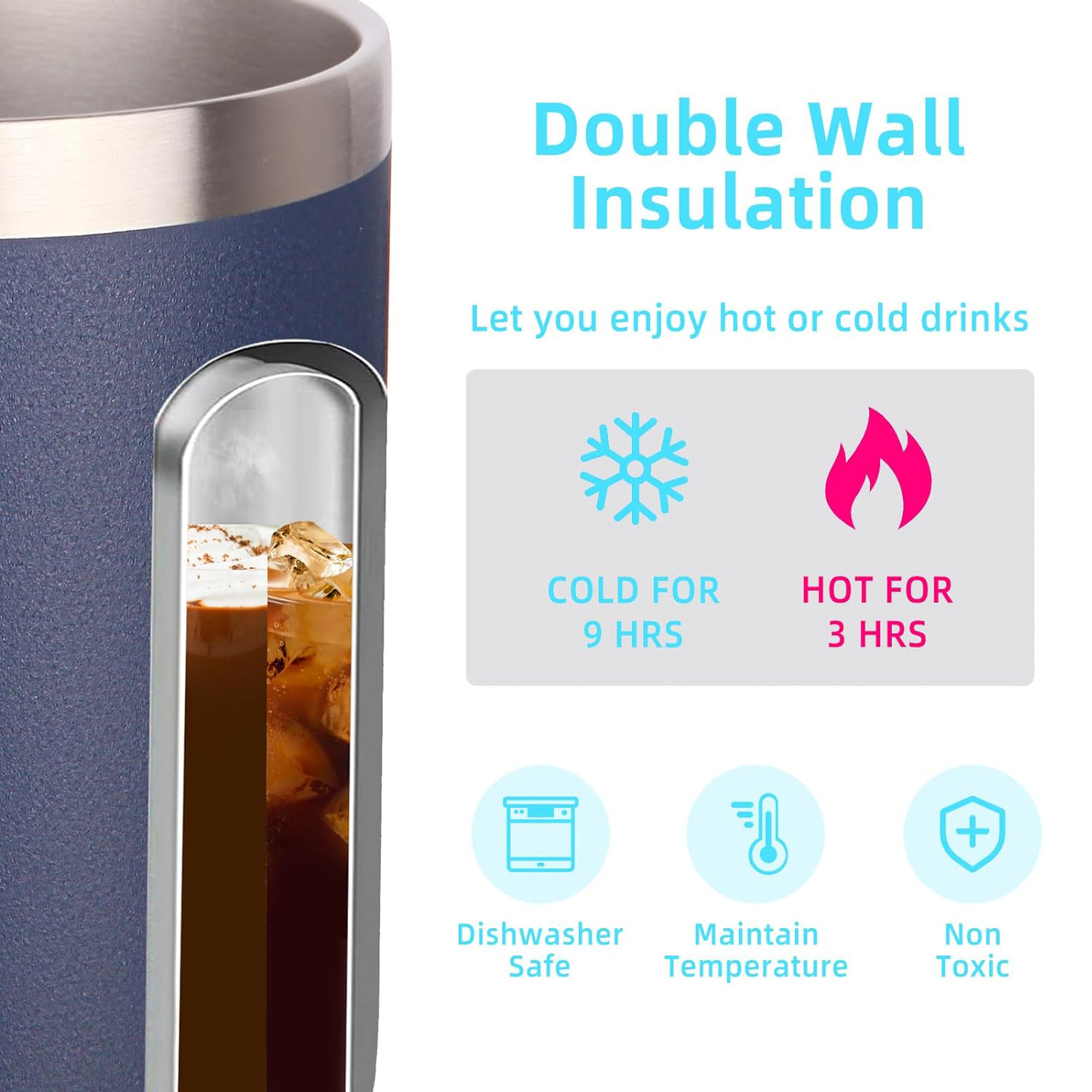 Wholesale 14oz stainless steel travel vacuum insulated coffee cup double walled reusable wine tumbler mug with handle
