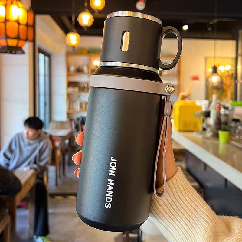Thermos Vacuum Cup Light Luxury Simple Portable Vacuum Sling Cup Simple Drinking Cup Stainless Steel Vacuum Flasks & Thermoses