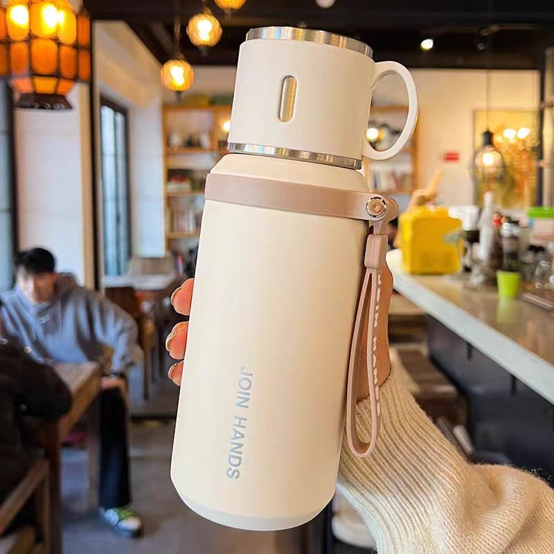 Thermos Vacuum Cup Light Luxury Simple Portable Vacuum Sling Cup Simple Drinking Cup Stainless Steel Vacuum Flasks & Thermoses