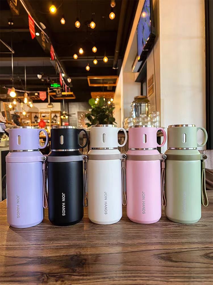 Thermos Vacuum Cup Light Luxury Simple Portable Vacuum Sling Cup Simple Drinking Cup Stainless Steel Vacuum Flasks & Thermoses