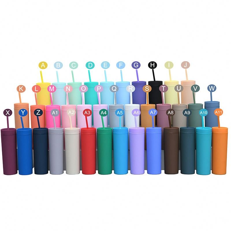 450ML/16OZ Travel Mug Plastic Reusable Water Bottle Modern Straight Straw Cup with Lid and Straw