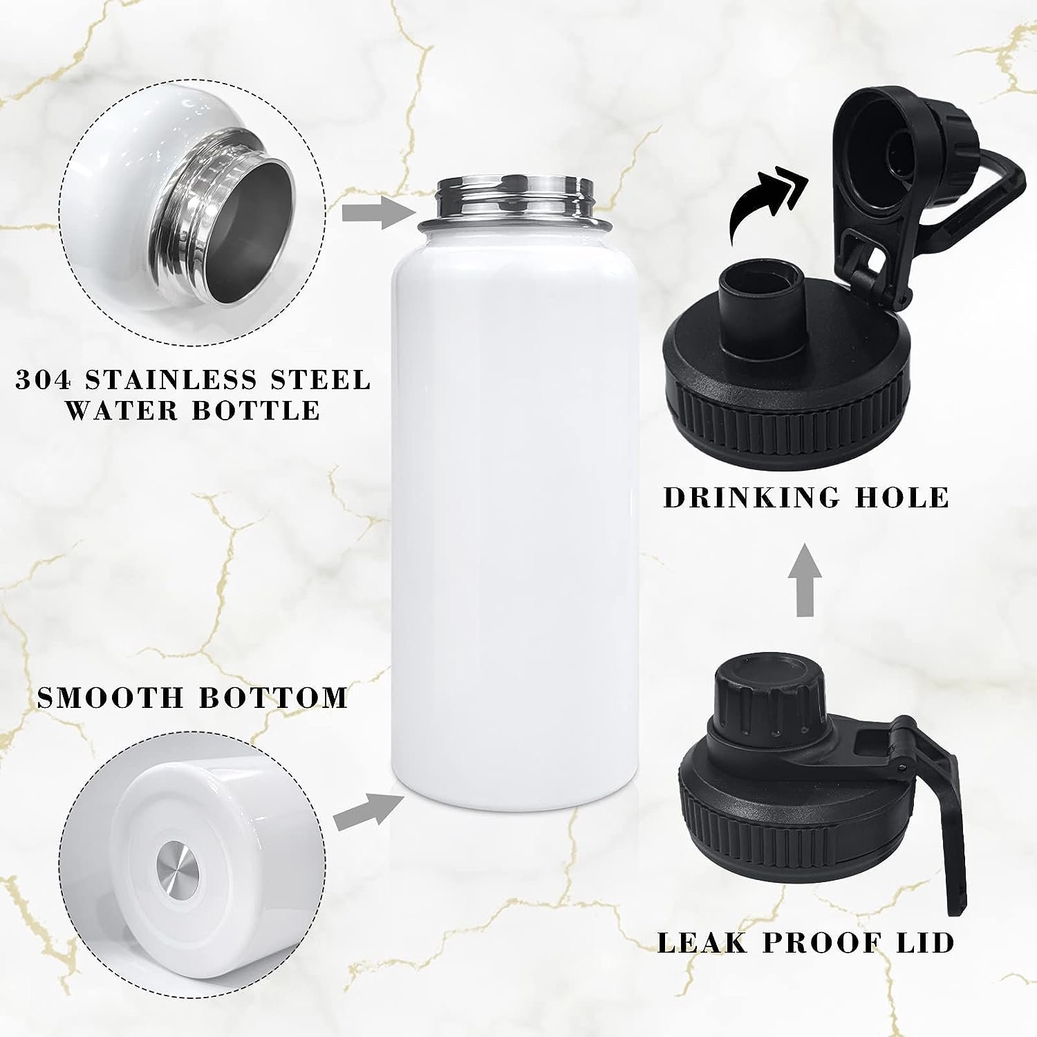 Wholesale 32oz sublimation stainless steel travel coffee mug vacuum insulated tumbler sports water bottle with straw