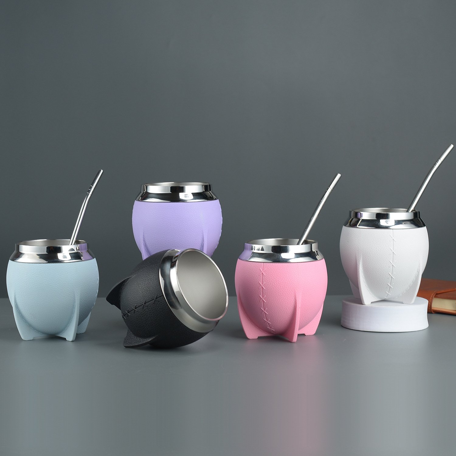 280ml Stainless Steel Double Wall Insulated Mug Cute Design Water Tumbler Vacuum Flask Mate Cup with Straw for Gift