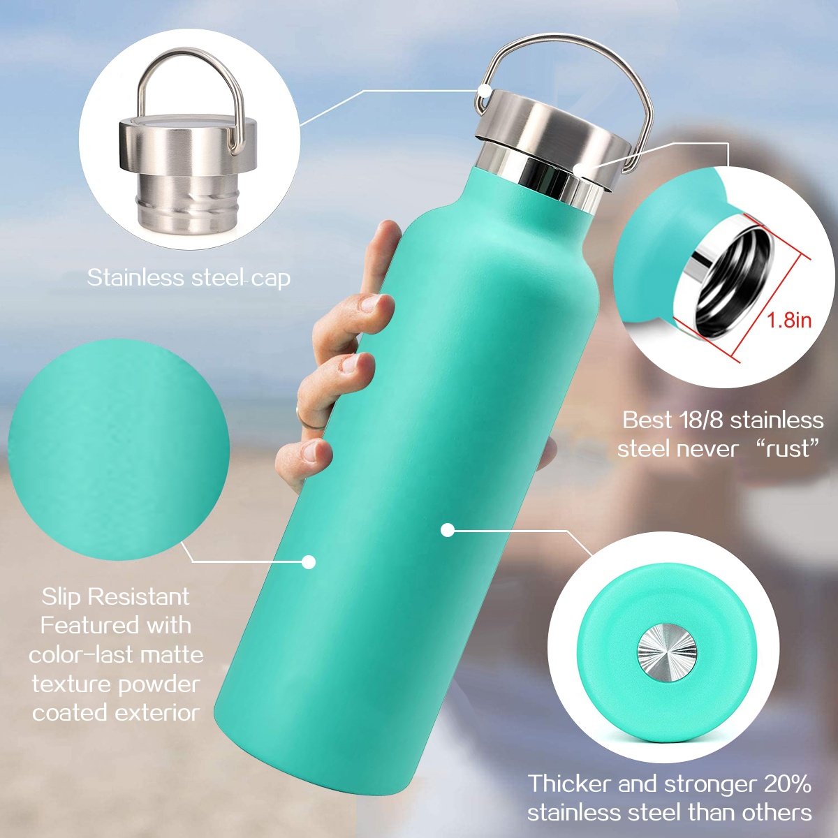 Eco-Friendly Double Wall Custom Logo Bottle Water Standard Mouth Vacuum Flask Insulated Drink Sport Stainless Steel Water Bottle