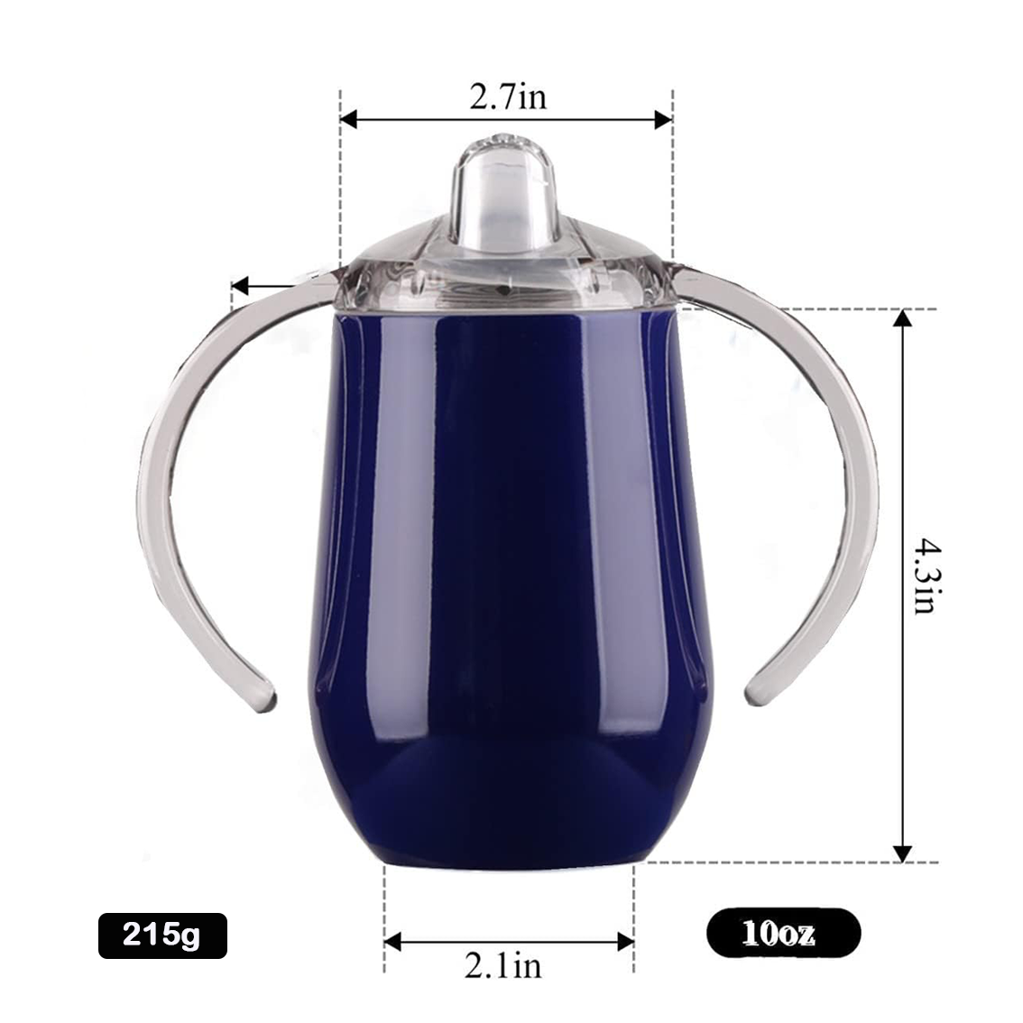 Hot Sale 10oz Stainless Steel Baby Sippy Cup with Nozzle Egg Shape Tumbler Baby Bottles with Double Handle