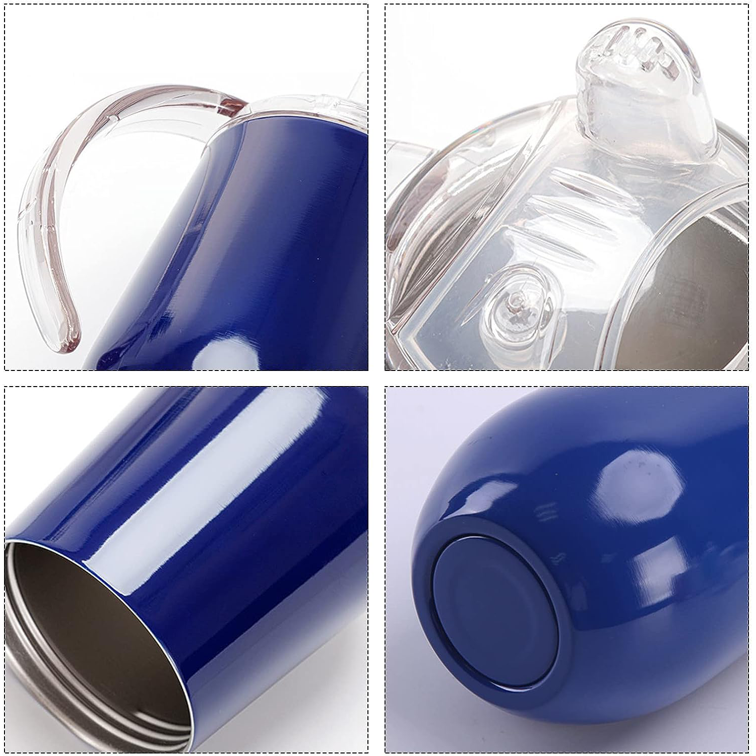 Hot Sale 10oz Stainless Steel Baby Sippy Cup with Nozzle Egg Shape Tumbler Baby Bottles with Double Handle