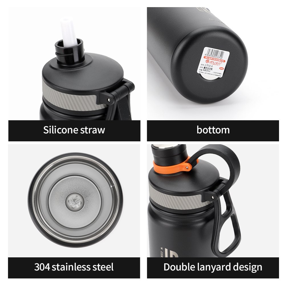 18/8 Stainless Steel Vacuum Travel Water Drinking Bottle, Sports Termos Double Wall Insulated Flask with Handle