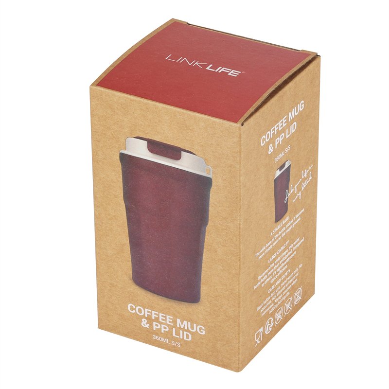 LINK LIFE Custom LOGO 360ml 12oz Stainless Steel Coffee Cup Double Wall Travel Office Coffee Mug With Lid