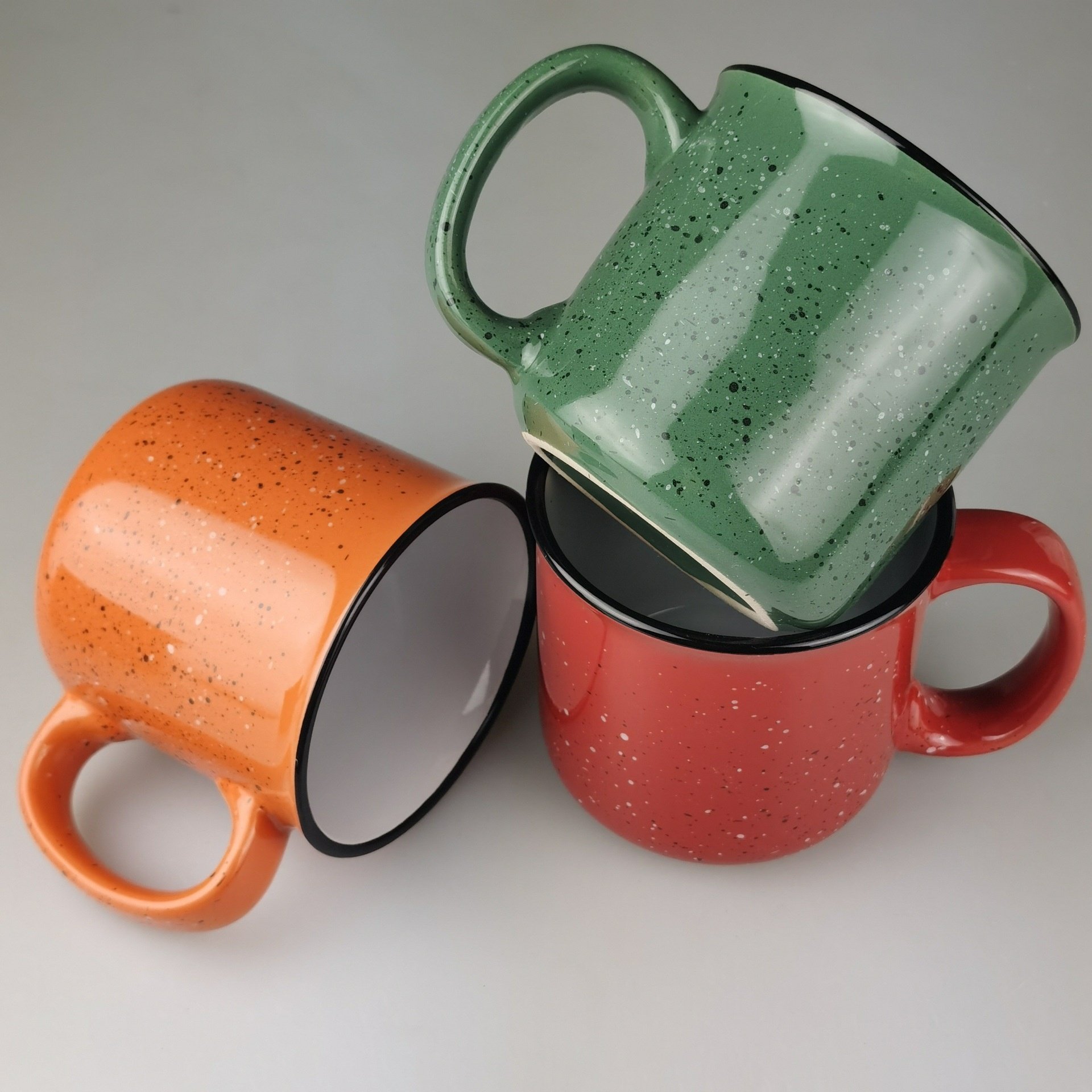 2024 Hot selling wholesale ceramic vintage splash-ink mugs custom ceramic mug Enamel porcelain mugs Home coffee cup