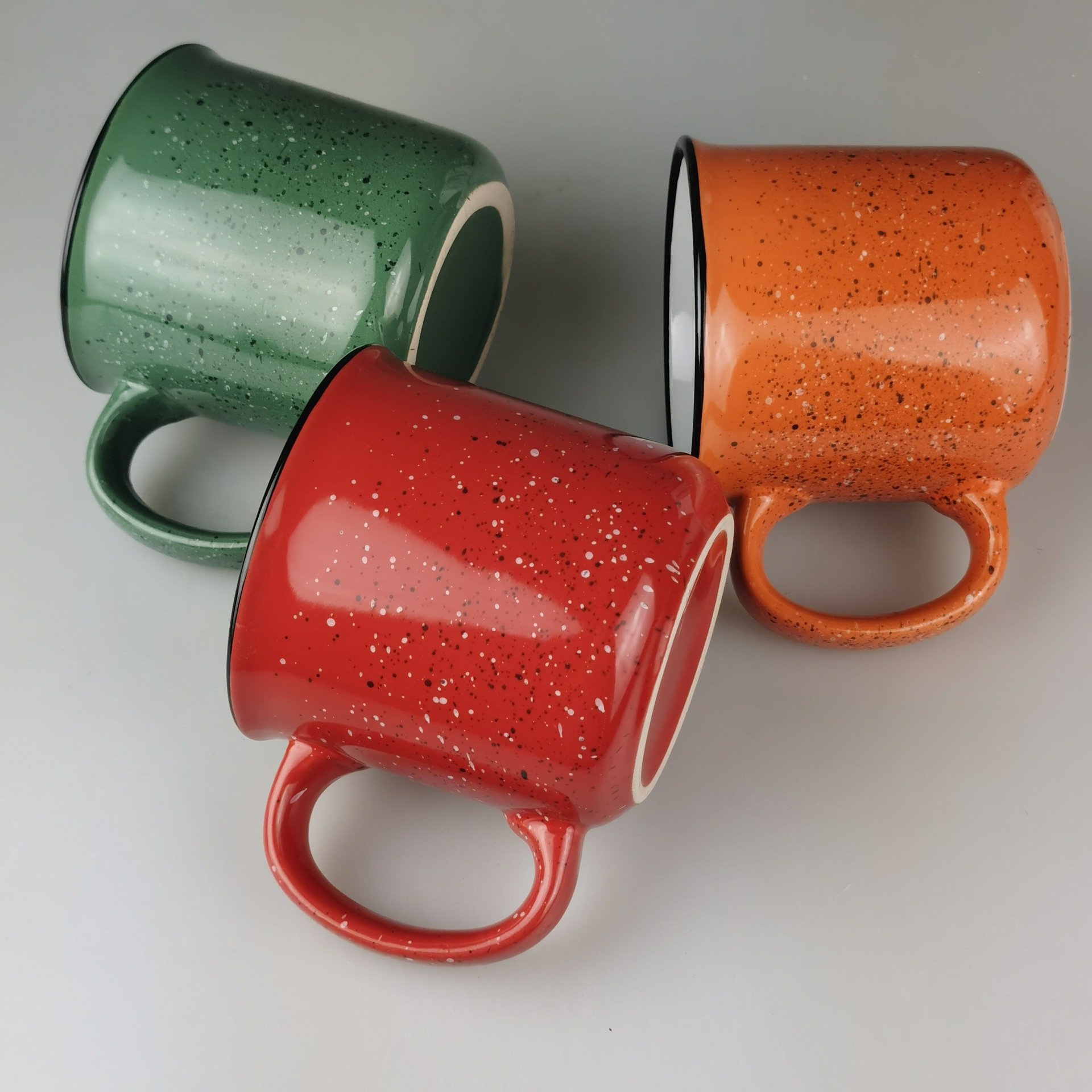 2024 Hot selling wholesale ceramic vintage splash-ink mugs custom ceramic mug Enamel porcelain mugs Home coffee cup