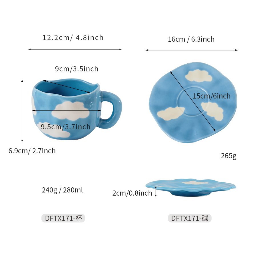 Custom ins ceramic mug handmade irregular 10oz coffee cup and saucer afternoon tea retro stoneware mug ceramic cup