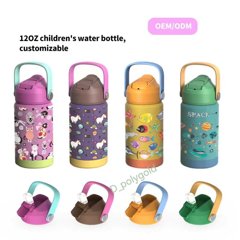 12 oz Stainless Steel Kids Water Bottle Metal Thermal Flask
