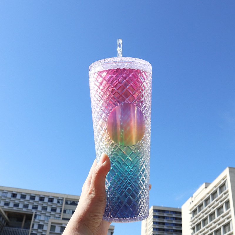 2024 New Design Food Grade Fashion Plastic Bottle for Children Party Colorful Plastic Water Bottle With Straw