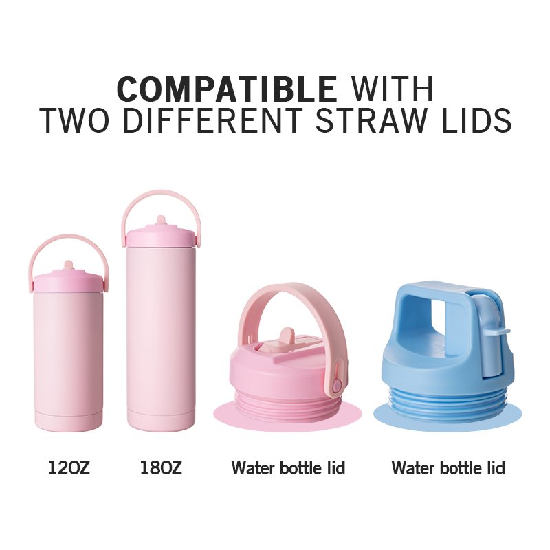 2024 Custom Vacuum Flask Insulated Thermal Water Bottle Stainless Steel with Handle and Flip Straw