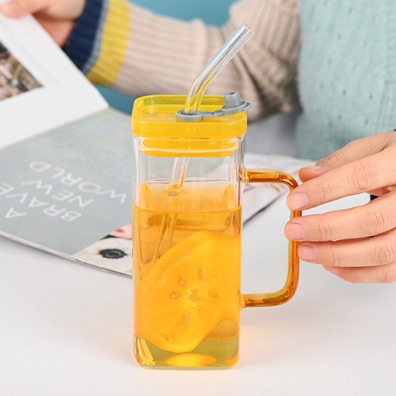 Household glass cup mug double-layer high borosilicate coffee breakfast double-layer cup with handle