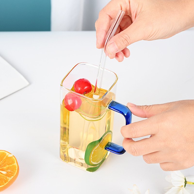 Household glass cup mug double-layer high borosilicate coffee breakfast double-layer cup with handle