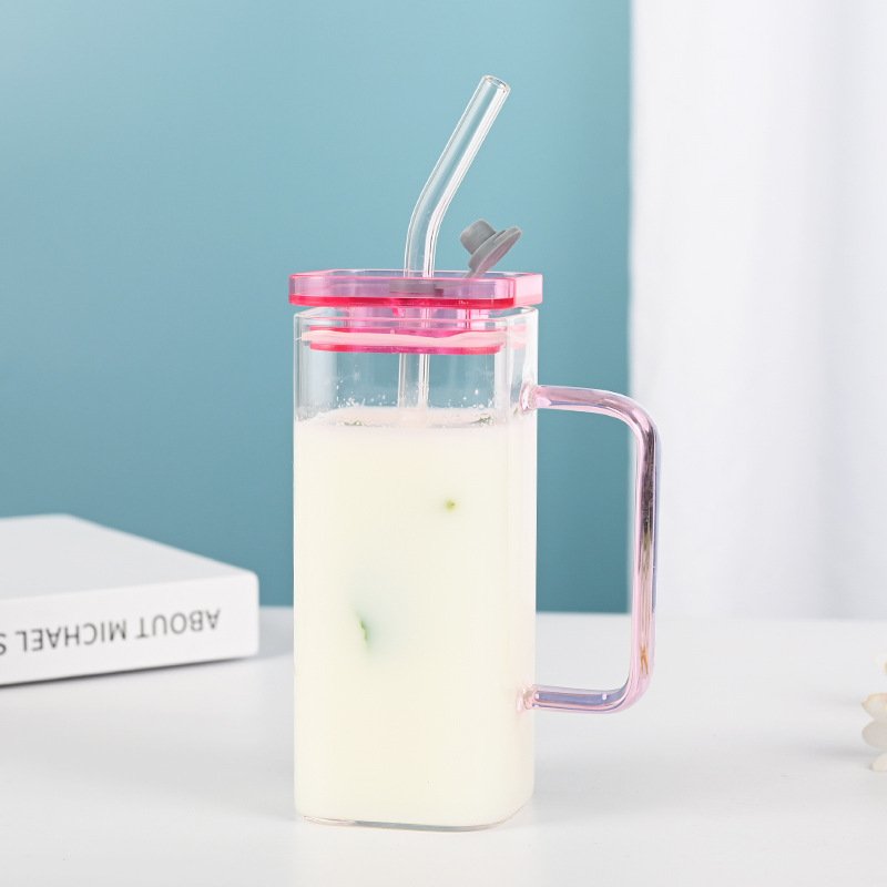 Household glass cup mug double-layer high borosilicate coffee breakfast double-layer cup with handle