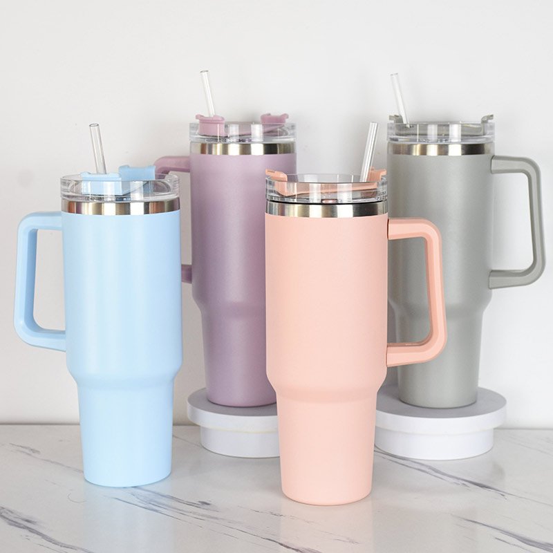 mugs hot sale 40 oz travel tumbler with handle and straw customized logo adventure